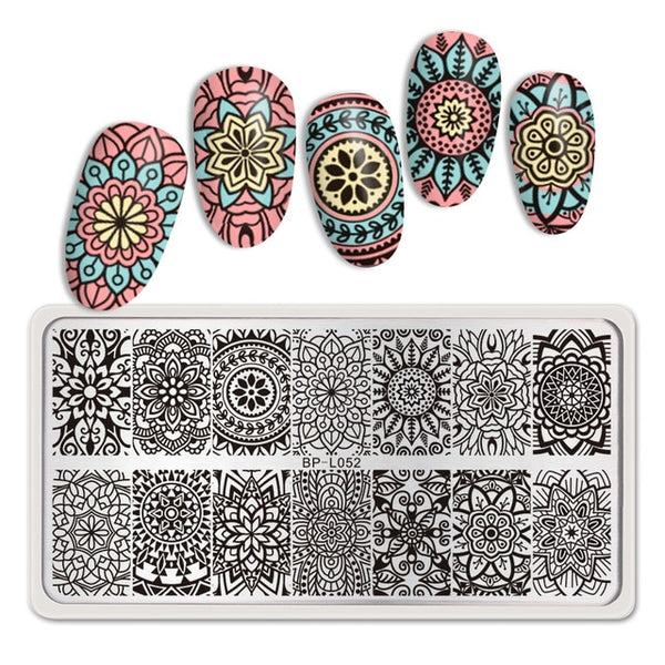 BORN PRETTY Rectangle Nail Stamping Plates Marble Texture Ink Stainless Steel Template Nail Art Image Texture  DIY Plate Tools