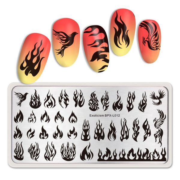 BORN PRETTY Rectangle Nail Stamping Plates Marble Texture Ink Stainless Steel Template Nail Art Image Texture  DIY Plate Tools
