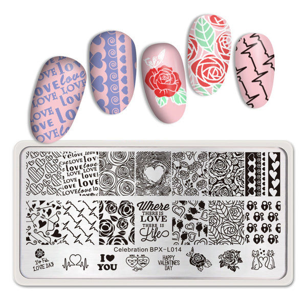 BORN PRETTY Rectangle Nail Stamping Plates Marble Texture Ink Stainless Steel Template Nail Art Image Texture  DIY Plate Tools