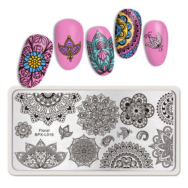 BORN PRETTY Rectangle Nail Stamping Plates Marble Texture Ink Stainless Steel Template Nail Art Image Texture  DIY Plate Tools