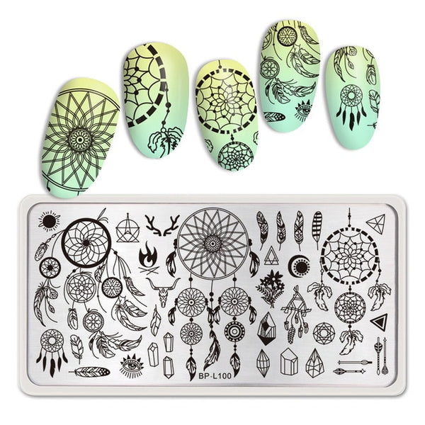 BORN PRETTY Rectangle Nail Stamping Plates Marble Texture Ink Stainless Steel Template Nail Art Image Texture  DIY Plate Tools