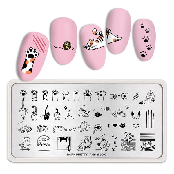 BORN PRETTY Rectangle Nail Stamping Plates Marble Texture Ink Stainless Steel Template Nail Art Image Texture  DIY Plate Tools