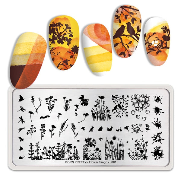 BORN PRETTY Rectangle Nail Stamping Plates Marble Texture Ink Stainless Steel Template Nail Art Image Texture  DIY Plate Tools
