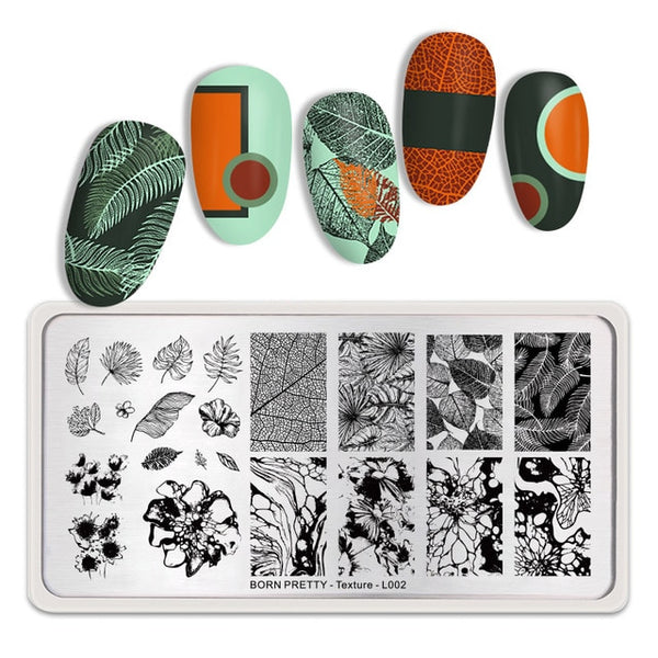 BORN PRETTY Rectangle Nail Stamping Plates Marble Texture Ink Stainless Steel Template Nail Art Image Texture  DIY Plate Tools