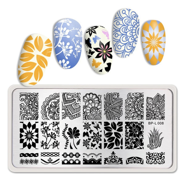 BORN PRETTY Rectangle Nail Stamping Plates Marble Texture Ink Stainless Steel Template Nail Art Image Texture  DIY Plate Tools