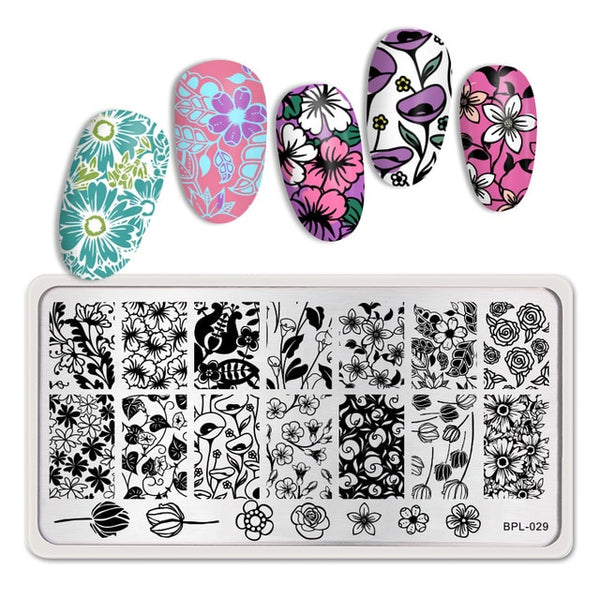 BORN PRETTY Rectangle Nail Stamping Plates Marble Texture Ink Stainless Steel Template Nail Art Image Texture  DIY Plate Tools