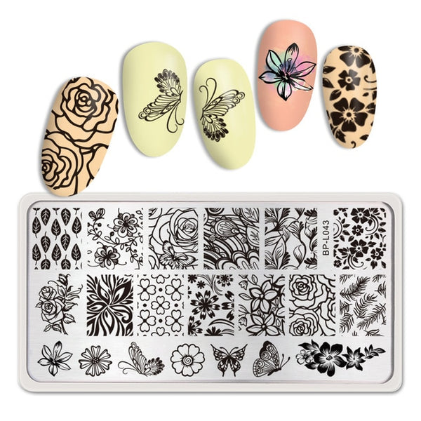 BORN PRETTY Rectangle Nail Stamping Plates Marble Texture Ink Stainless Steel Template Nail Art Image Texture  DIY Plate Tools