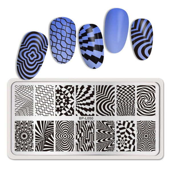 BORN PRETTY Rectangle Nail Stamping Plates Marble Texture Ink Stainless Steel Template Nail Art Image Texture  DIY Plate Tools