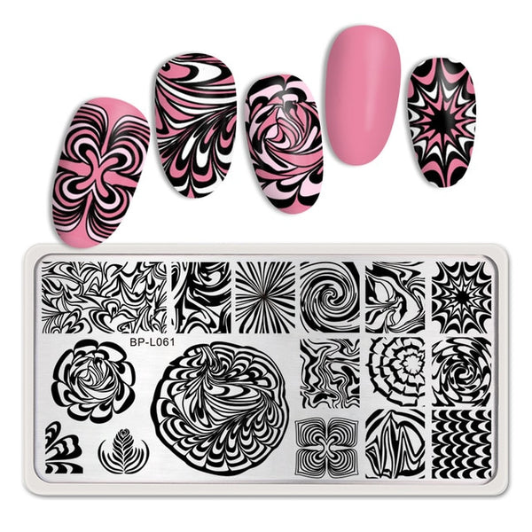 BORN PRETTY Rectangle Nail Stamping Plates Marble Texture Ink Stainless Steel Template Nail Art Image Texture  DIY Plate Tools