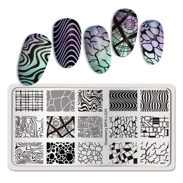 BORN PRETTY Rectangle Nail Stamping Plates Marble Texture Ink Stainless Steel Template Nail Art Image Texture  DIY Plate Tools