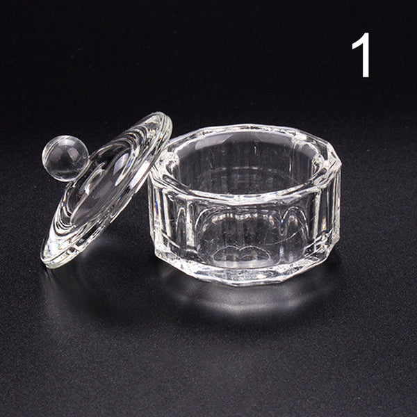 1PC Acrylic Powder Liquid Crystal Glass Acrylic Nail Cup Dappen Dish Lid Bowl Cup Holder  Equipment Nail Tools
