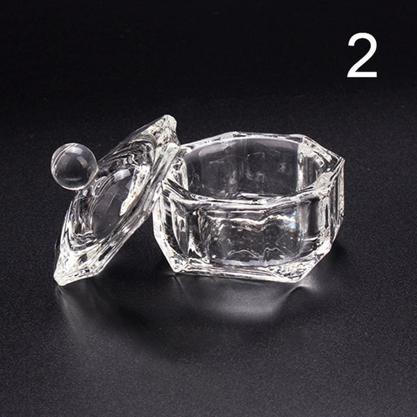 1PC Acrylic Powder Liquid Crystal Glass Acrylic Nail Cup Dappen Dish Lid Bowl Cup Holder  Equipment Nail Tools