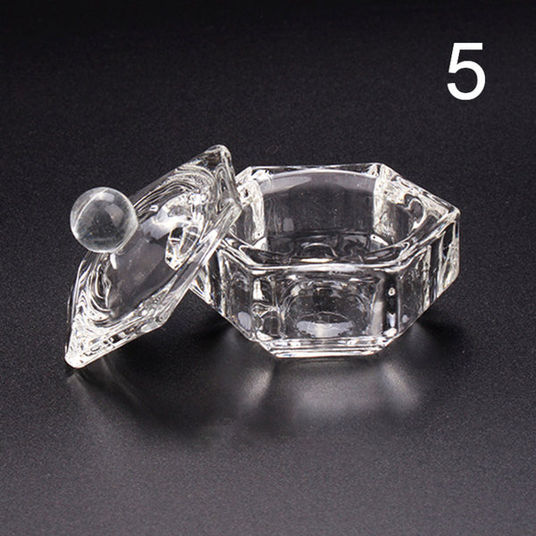 1PC Acrylic Powder Liquid Crystal Glass Acrylic Nail Cup Dappen Dish Lid Bowl Cup Holder  Equipment Nail Tools