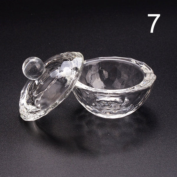 1PC Acrylic Powder Liquid Crystal Glass Acrylic Nail Cup Dappen Dish Lid Bowl Cup Holder  Equipment Nail Tools