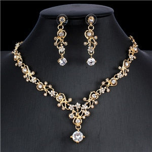 jiayijiaduo Classic women's wedding jewelry set silver / gold color fine necklace earrings accessory gift  dropshipping 2019 new