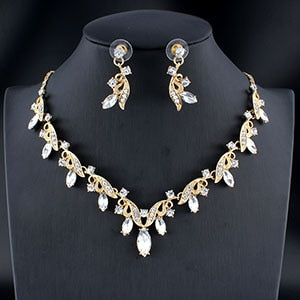 jiayijiaduo Classic women's wedding jewelry set silver / gold color fine necklace earrings accessory gift  dropshipping 2019 new