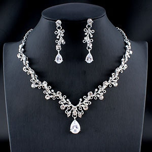 jiayijiaduo Classic women's wedding jewelry set silver / gold color fine necklace earrings accessory gift  dropshipping 2019 new