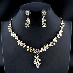 jiayijiaduo Classic women's wedding jewelry set silver / gold color fine necklace earrings accessory gift  dropshipping 2019 new