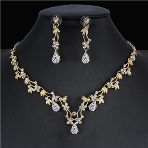 jiayijiaduo Classic women's wedding jewelry set silver / gold color fine necklace earrings accessory gift  dropshipping 2019 new
