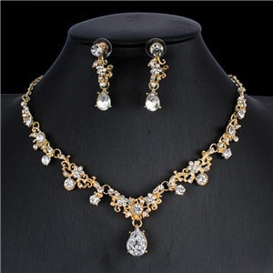jiayijiaduo Classic women's wedding jewelry set silver / gold color fine necklace earrings accessory gift  dropshipping 2019 new