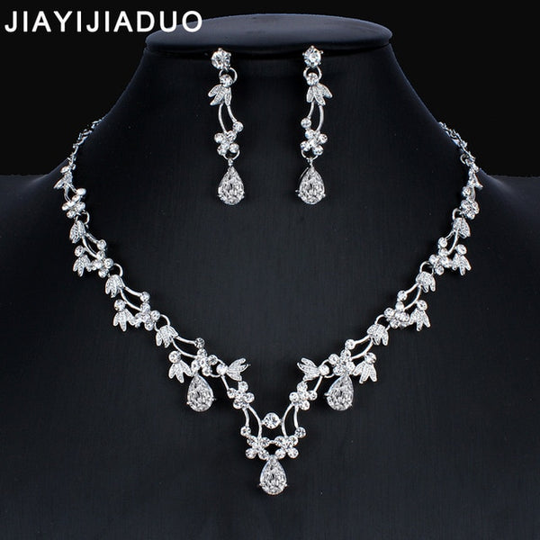 jiayijiaduo Classic women's wedding jewelry set silver / gold color fine necklace earrings accessory gift  dropshipping 2019 new