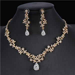 jiayijiaduo Classic women's wedding jewelry set silver / gold color fine necklace earrings accessory gift  dropshipping 2019 new