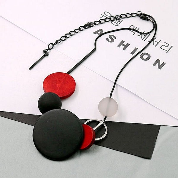 Personality, fashion, wooden geometry, frosted bead, top grade short accessories necklace, female clavicle sweater chain wholes