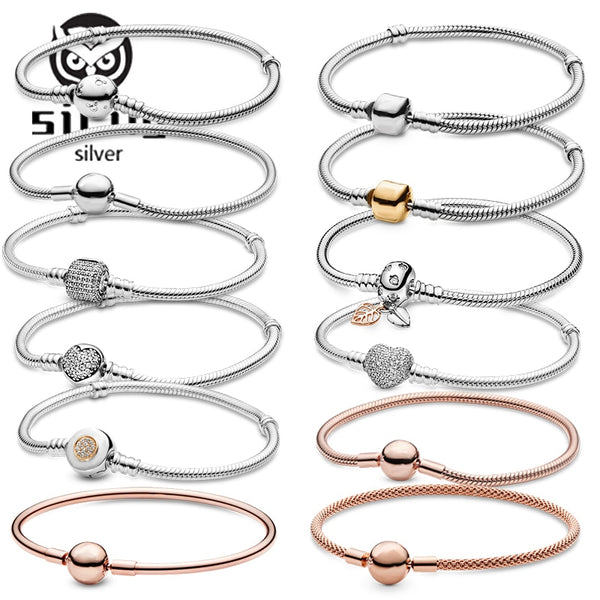 Sicily Authentic original logo 100% 925 sterling silver pan charm chain bracelet for women fashion luxury snake bracelet jewelry