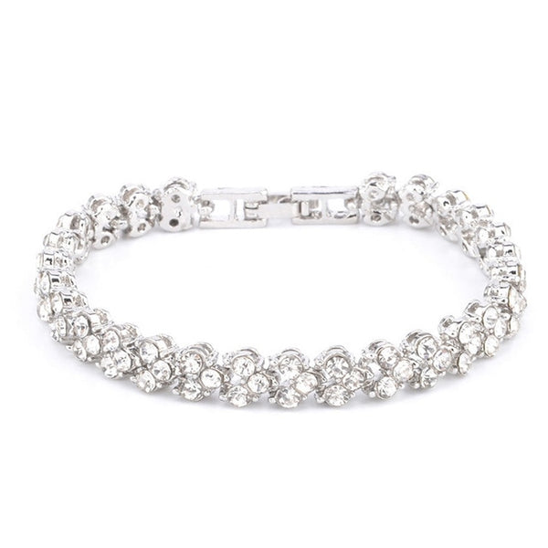 3 Colors Women Bracelets Fashion Roman Style Crystal Bracelets 925 Sterling Silver Bangles for Gifts Accessories