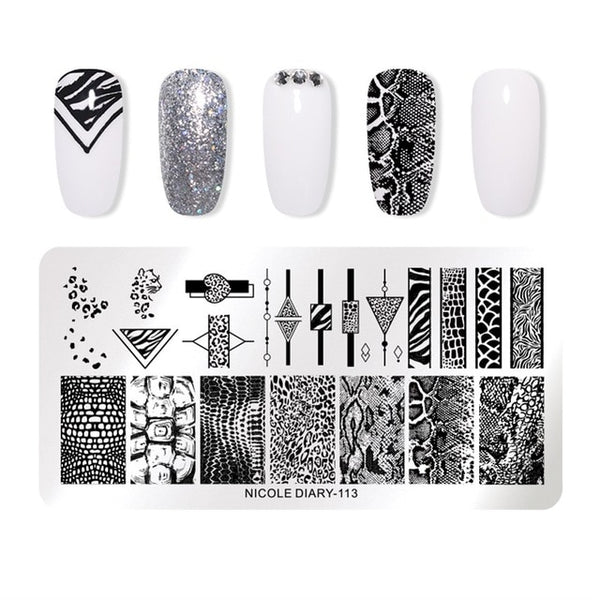 NICOLE DIARY Lace Flower Animal Nail Stamping Plates Marble Image Stamp Templates Geometric  Printing Stencil Tools