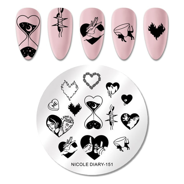 NICOLE DIARY Lace Flower Animal Nail Stamping Plates Marble Image Stamp Templates Geometric  Printing Stencil Tools