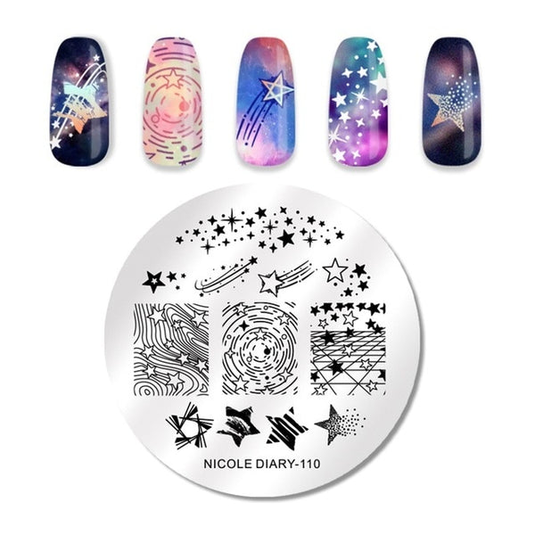 NICOLE DIARY Lace Flower Animal Nail Stamping Plates Marble Image Stamp Templates Geometric  Printing Stencil Tools