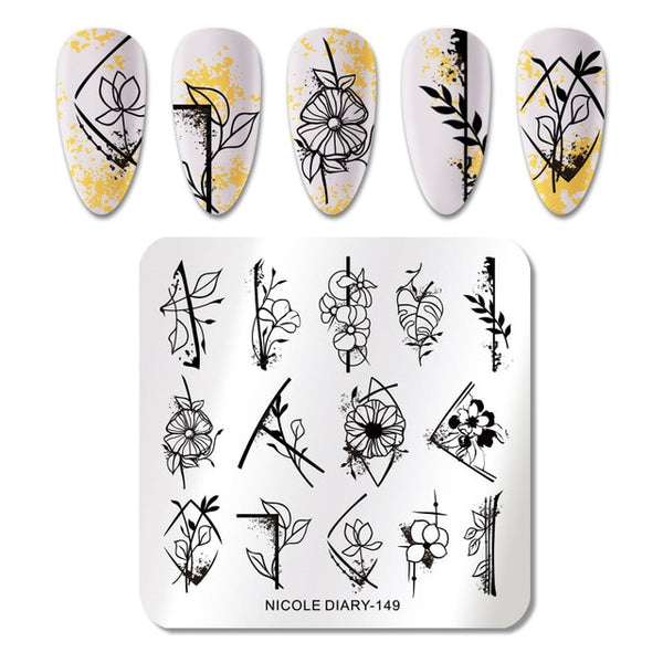 NICOLE DIARY Lace Flower Animal Nail Stamping Plates Marble Image Stamp Templates Geometric  Printing Stencil Tools