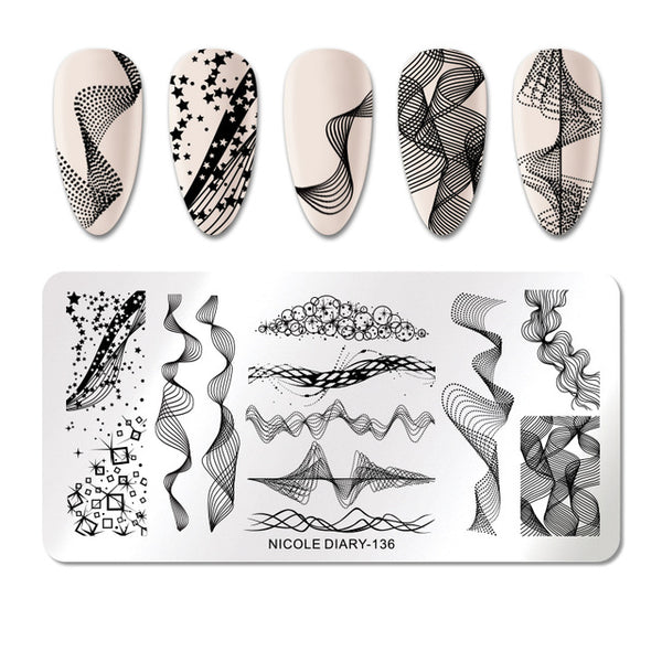 NICOLE DIARY Lace Flower Animal Nail Stamping Plates Marble Image Stamp Templates Geometric  Printing Stencil Tools