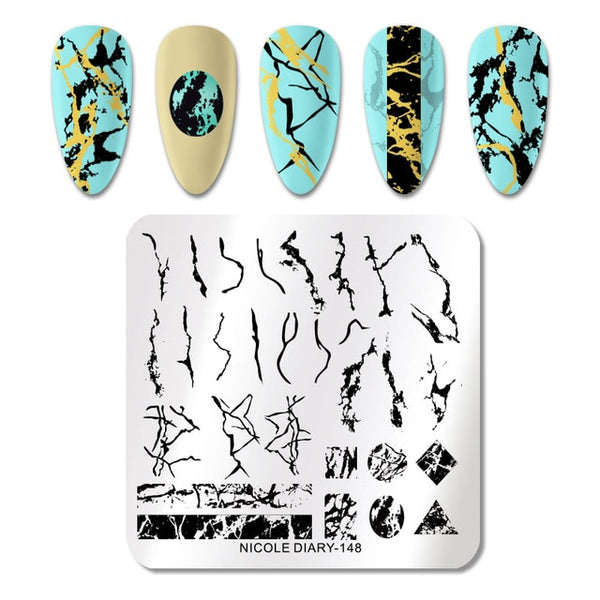 NICOLE DIARY Lace Flower Animal Nail Stamping Plates Marble Image Stamp Templates Geometric  Printing Stencil Tools