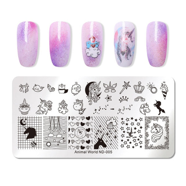 NICOLE DIARY Lace Flower Animal Nail Stamping Plates Marble Image Stamp Templates Geometric  Printing Stencil Tools