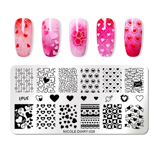 NICOLE DIARY Lace Flower Animal Nail Stamping Plates Marble Image Stamp Templates Geometric  Printing Stencil Tools