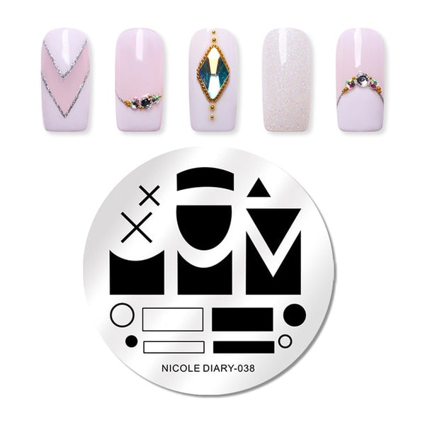 NICOLE DIARY Lace Flower Animal Nail Stamping Plates Marble Image Stamp Templates Geometric  Printing Stencil Tools
