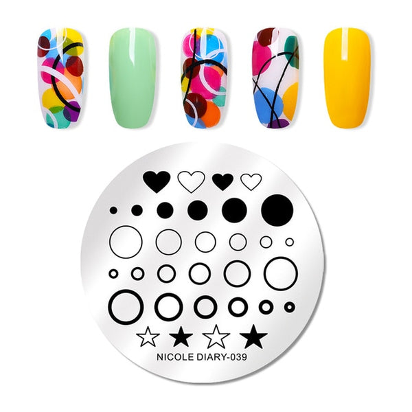 NICOLE DIARY Lace Flower Animal Nail Stamping Plates Marble Image Stamp Templates Geometric  Printing Stencil Tools