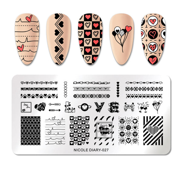 NICOLE DIARY Lace Flower Animal Nail Stamping Plates Marble Image Stamp Templates Geometric  Printing Stencil Tools