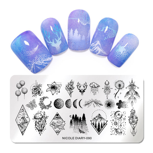 NICOLE DIARY Lace Flower Animal Nail Stamping Plates Marble Image Stamp Templates Geometric  Printing Stencil Tools
