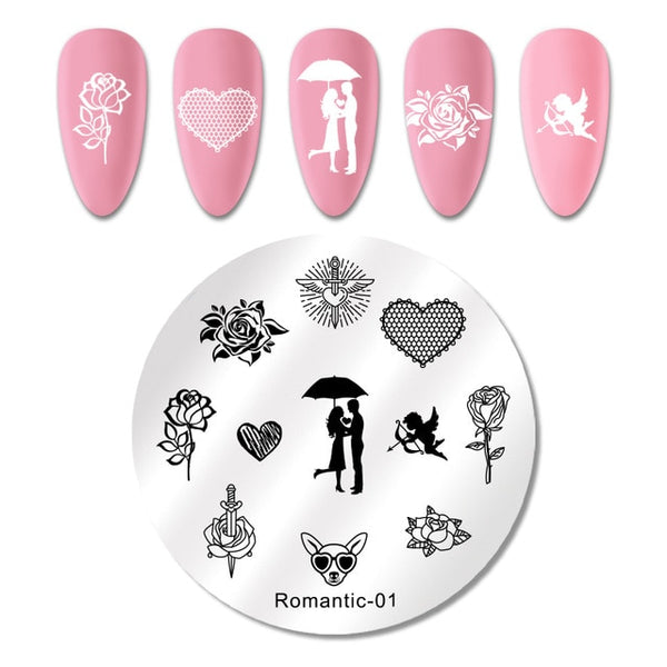 NICOLE DIARY Lace Flower Animal Nail Stamping Plates Marble Image Stamp Templates Geometric  Printing Stencil Tools