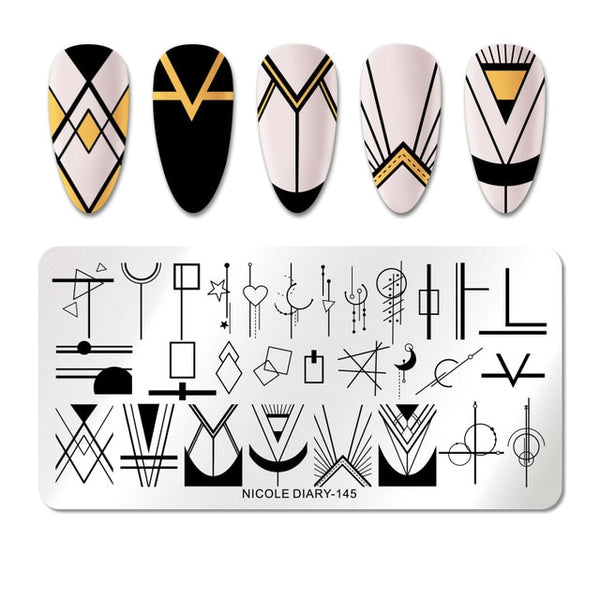 NICOLE DIARY Lace Flower Animal Nail Stamping Plates Marble Image Stamp Templates Geometric  Printing Stencil Tools