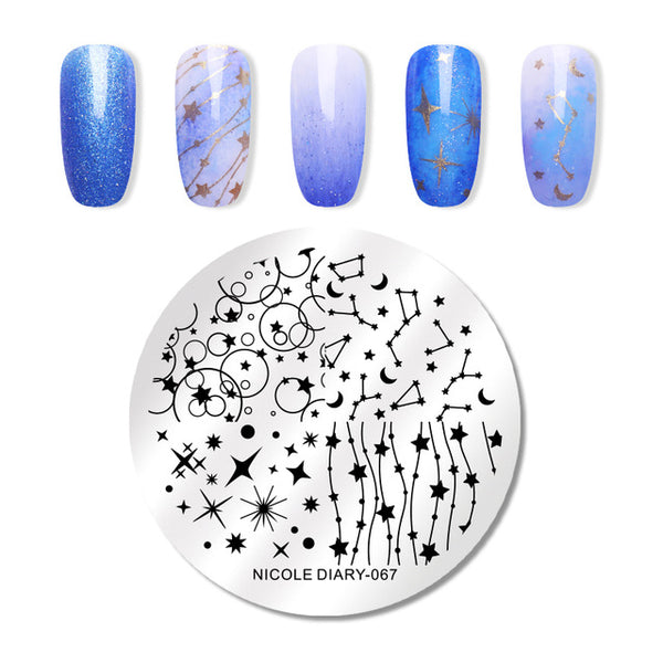 NICOLE DIARY Lace Flower Animal Nail Stamping Plates Marble Image Stamp Templates Geometric  Printing Stencil Tools