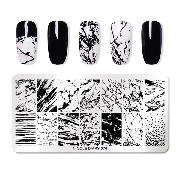 NICOLE DIARY Lace Flower Animal Nail Stamping Plates Marble Image Stamp Templates Geometric  Printing Stencil Tools