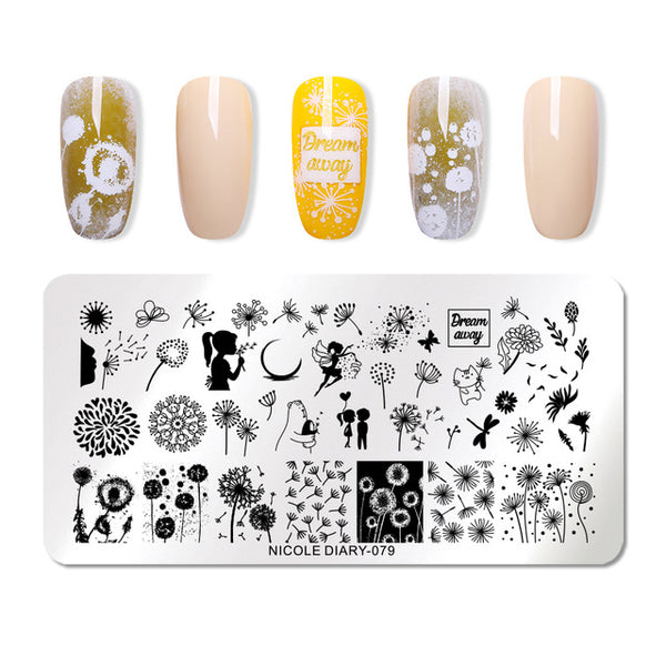 NICOLE DIARY Lace Flower Animal Nail Stamping Plates Marble Image Stamp Templates Geometric  Printing Stencil Tools