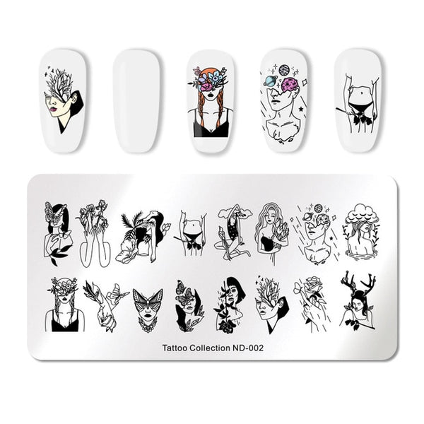 NICOLE DIARY Lace Flower Animal Nail Stamping Plates Marble Image Stamp Templates Geometric  Printing Stencil Tools