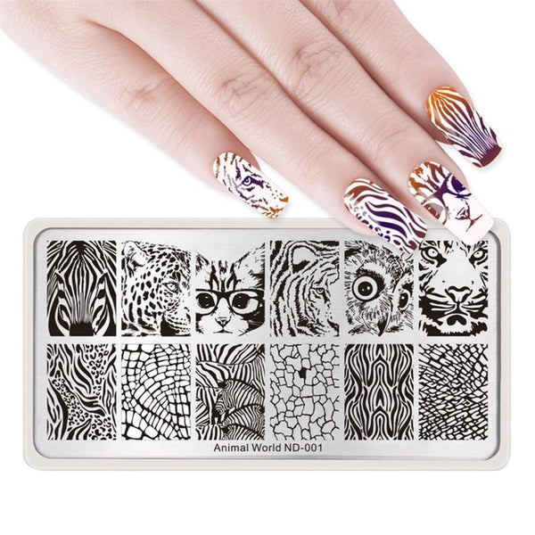 NICOLE DIARY Lace Flower Animal Nail Stamping Plates Marble Image Stamp Templates Geometric  Printing Stencil Tools