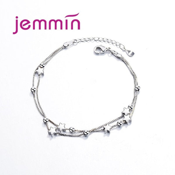 925 Sterling Silver Charm Bracelet For Women Girls Wedding Engagement Cute Romantic Style Star Shape Best Gift For Beloved