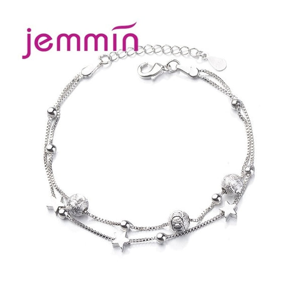 925 Sterling Silver Charm Bracelet For Women Girls Wedding Engagement Cute Romantic Style Star Shape Best Gift For Beloved